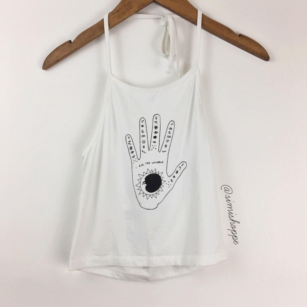 NEW Brandy Melville White Universe Sachi Halter